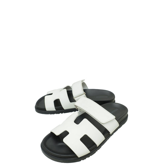 Hermes Blanc Chypre Sandals 37