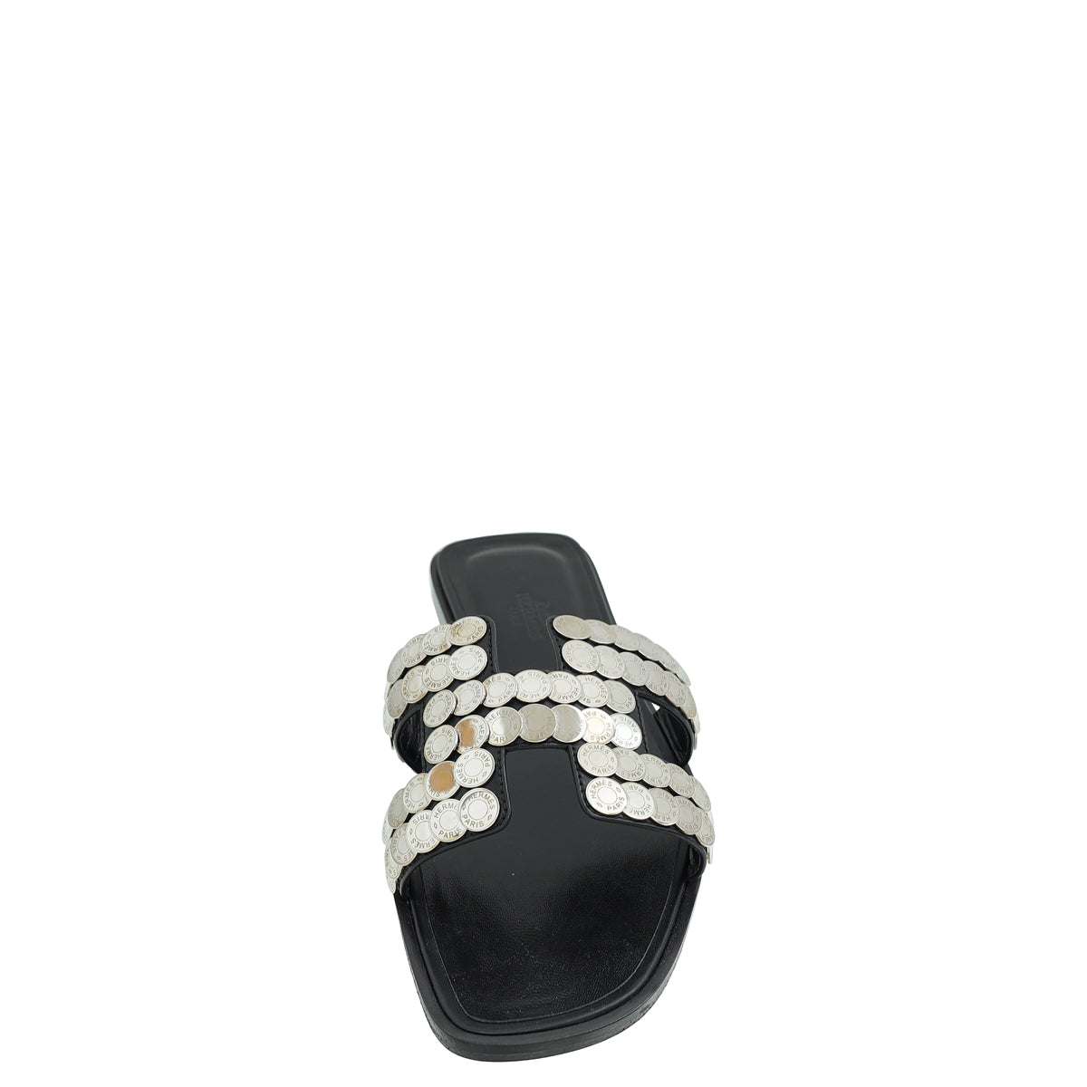 Hermes Noir Clou De Selle Oran Sandals 37-Hermes-THE CLOSET