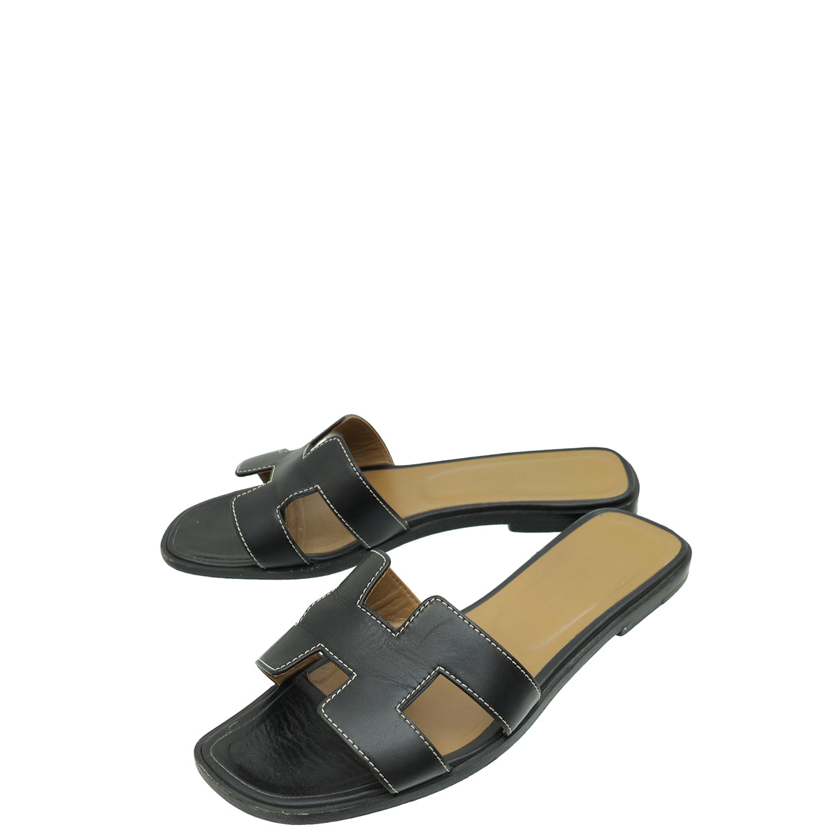 Hermes Noir Oran Sandal 37-Hermes-THE CLOSET