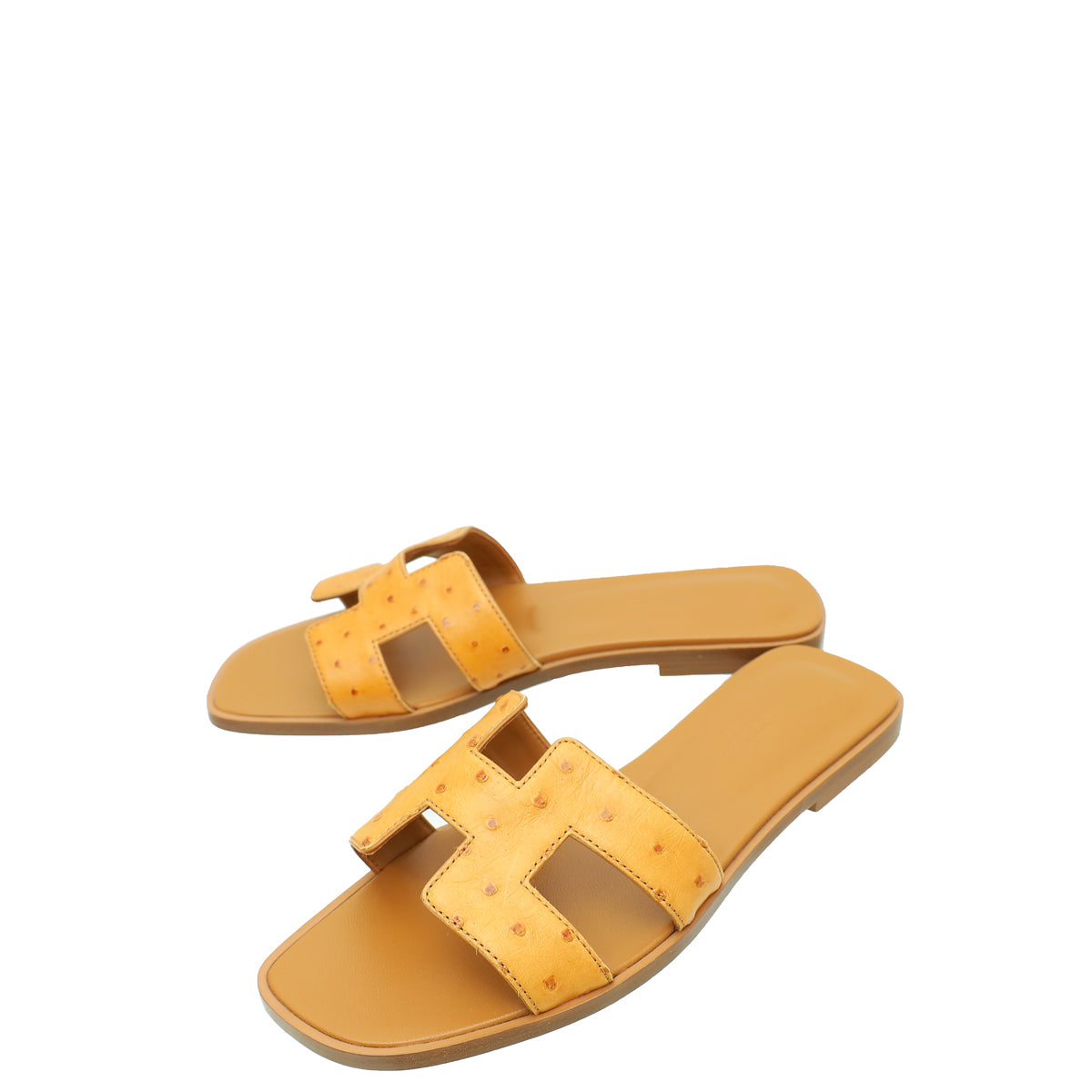 Hermes Cognac Ostrich Oran Sandal 37-Hermes-THE CLOSET
