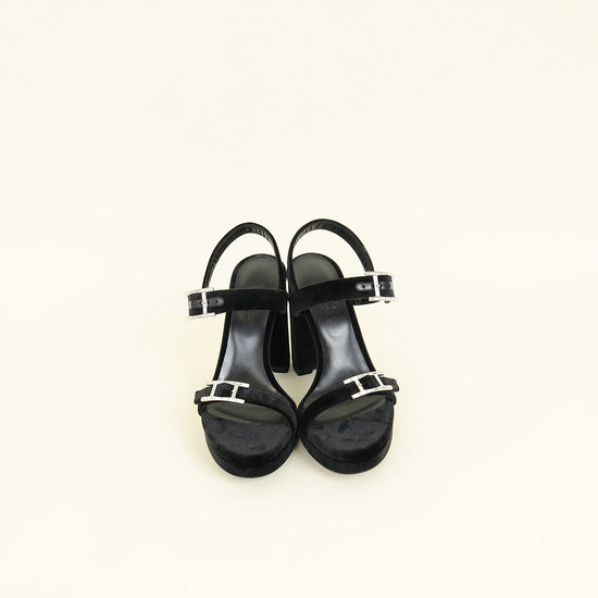 Hermes Noir Bossa Sandal 37