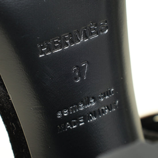 Hermes Noir Bossa Sandal 37