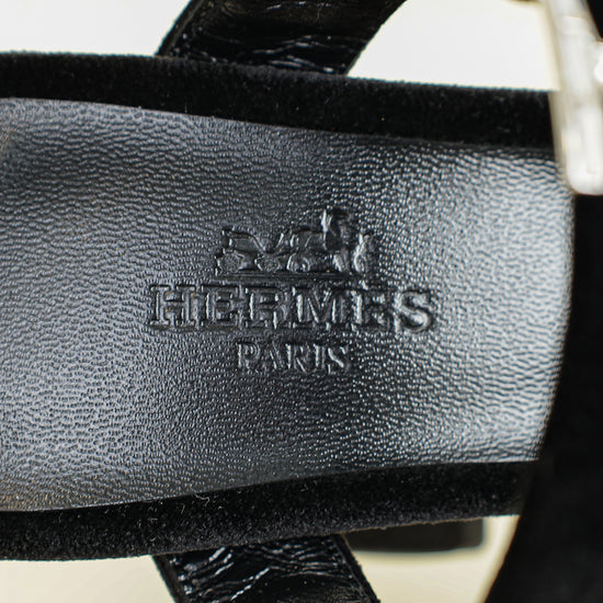 Hermes Noir Bossa Sandal 37