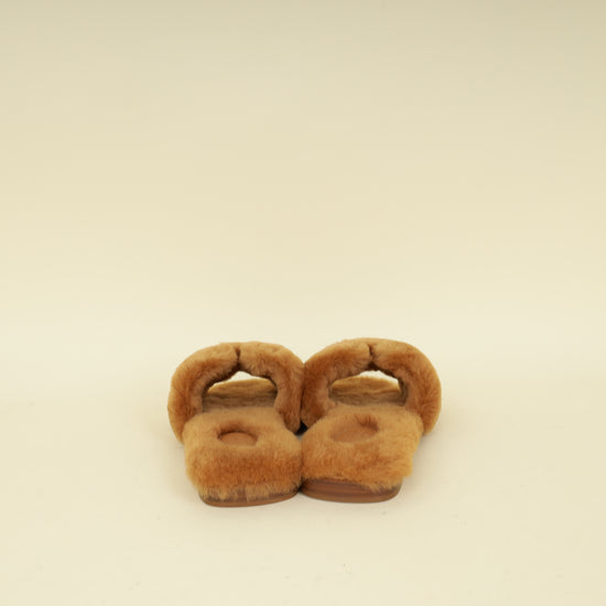 Hermes Naturel Oran Shearling Sandal 37