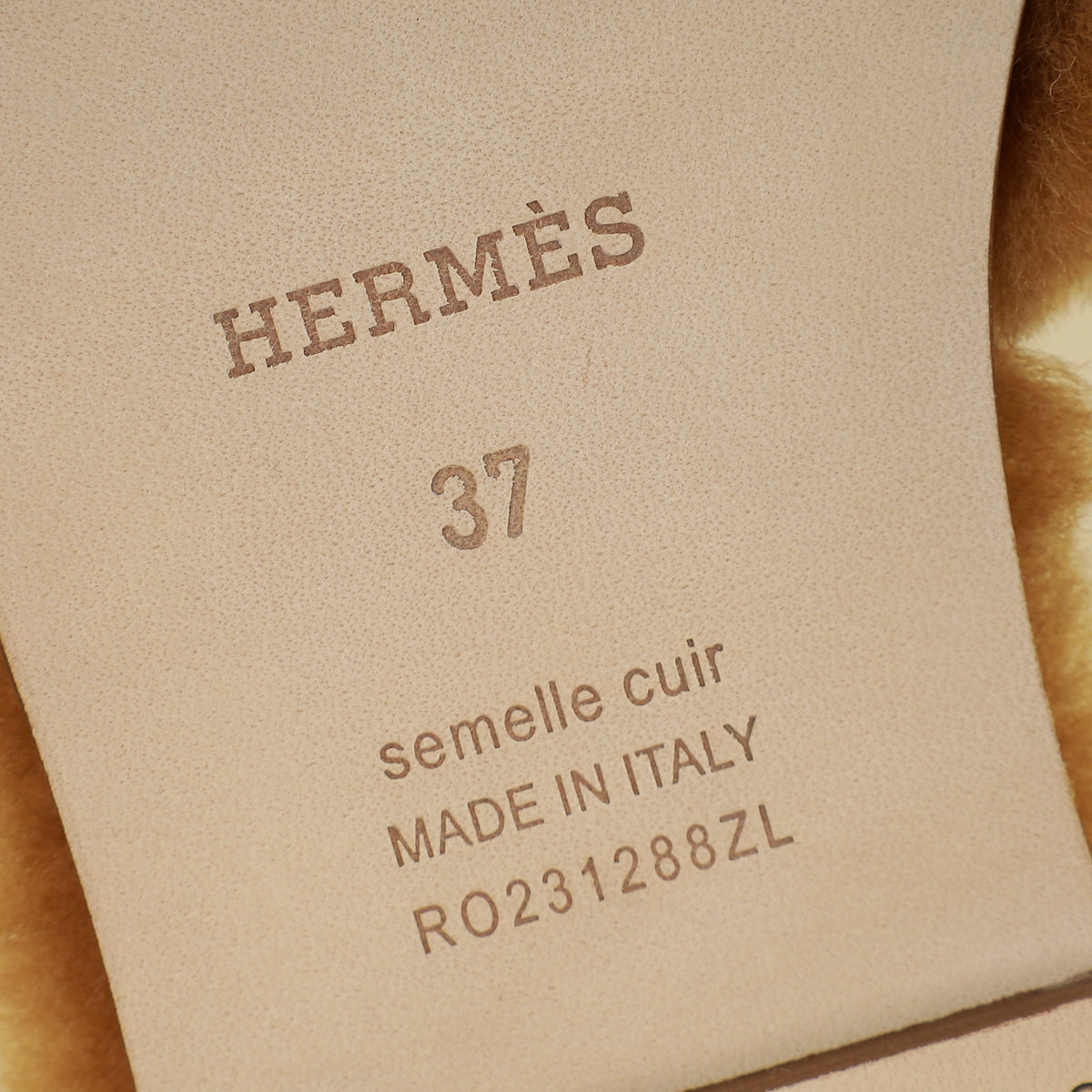 Hermes Naturel Oran Shearling Sandal 37