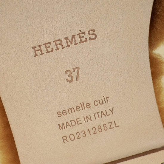Hermes Naturel Oran Shearling Sandal 37
