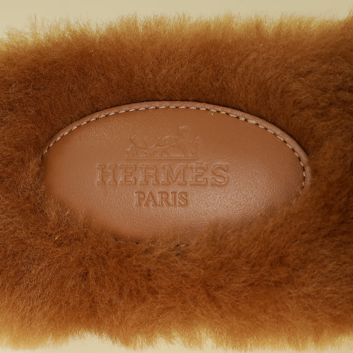 Hermes Naturel Oran Shearling Sandal 37