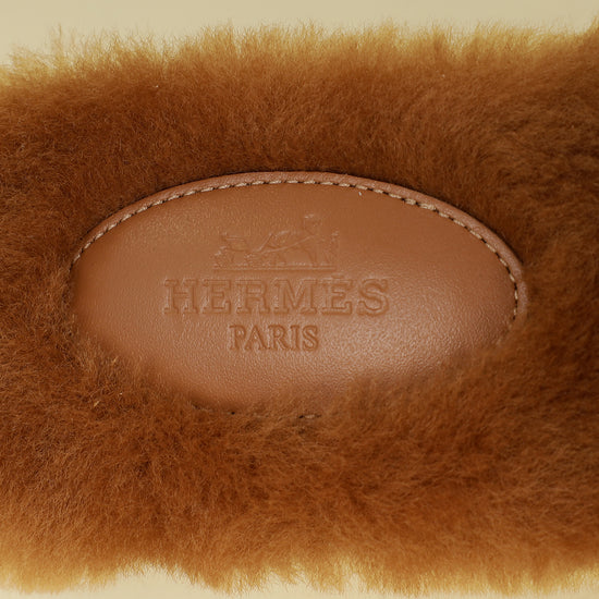 Hermes Naturel Oran Shearling Sandal 37