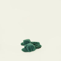 Hermes Vert Anglais Woolskin Shearling Oran Sandal 37