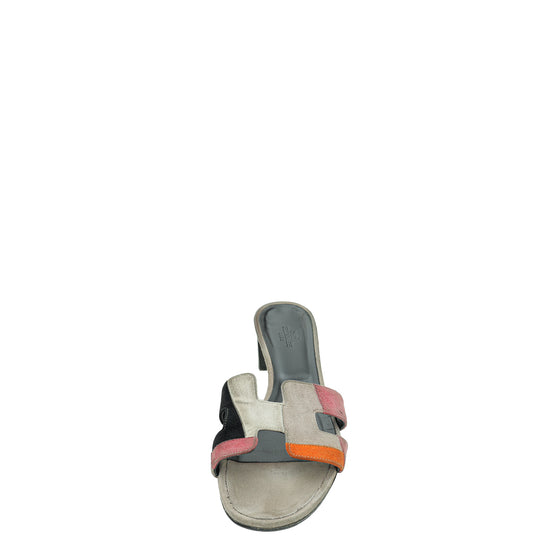 Hermes Multicolor Oasis Goatskin Suede Sandal 38.5