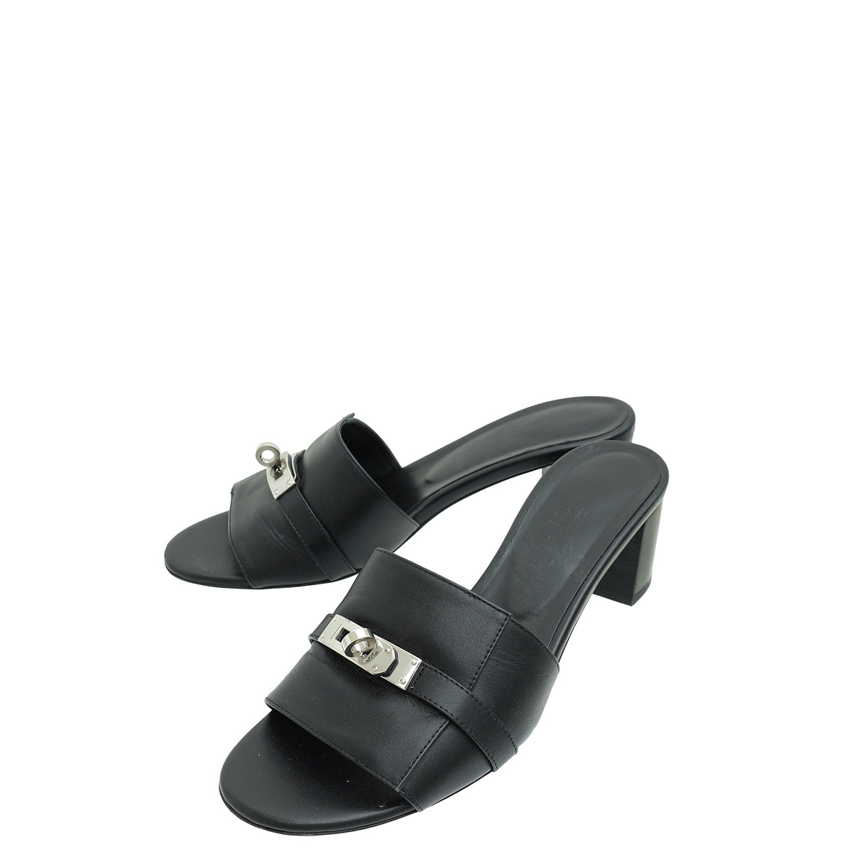 Hermes Noir Gigi 50 Sandals 38.5
