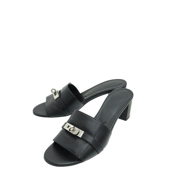Hermes Noir Gigi 50 Sandals 38.5