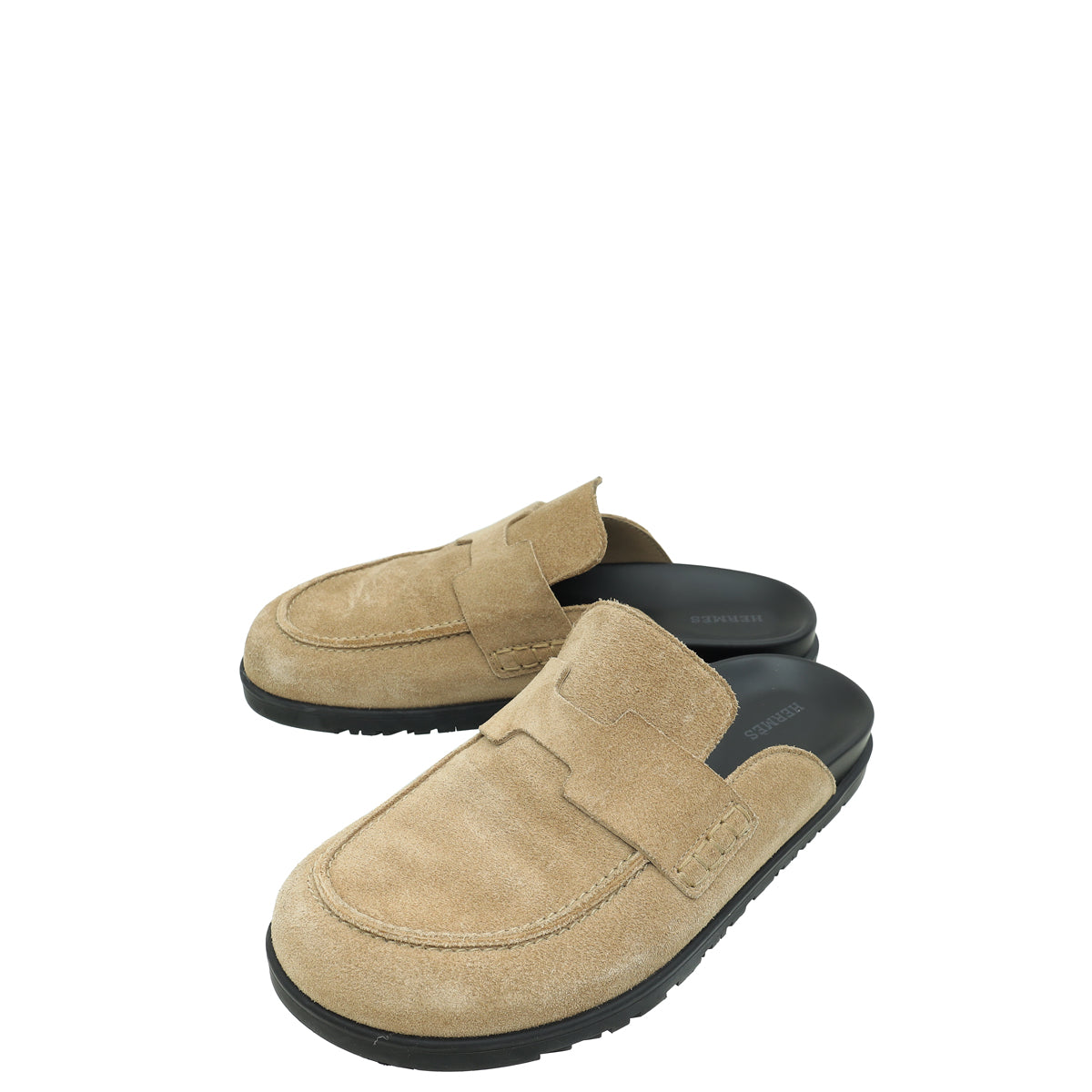 Hermes Camel Beige Go Mules Suede Goatskin 38.5-Hermes-THE CLOSET