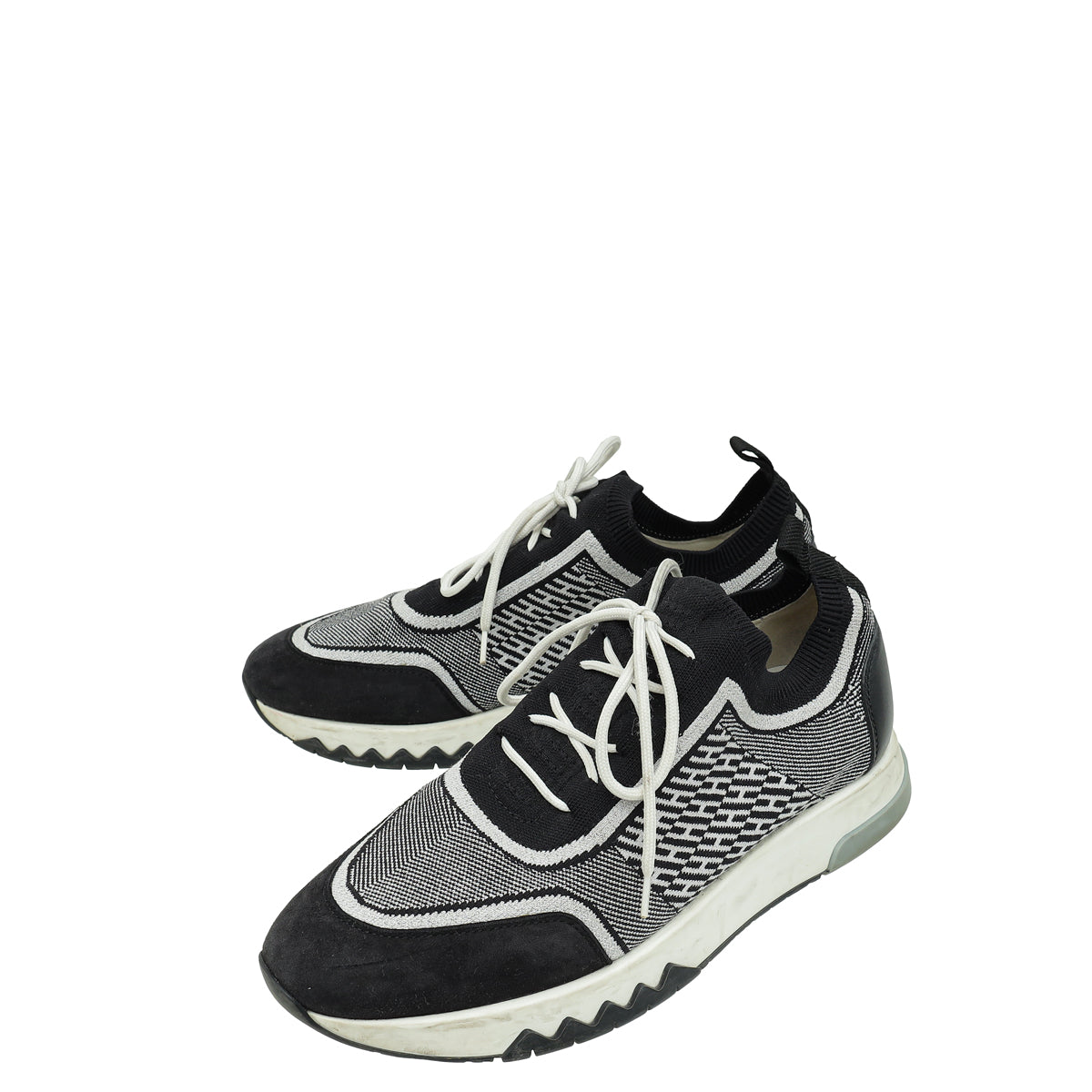 Hermes Bicolor Goatskin Suede Knit Addict Sneakers 38.5-Hermes-THE CLOSET