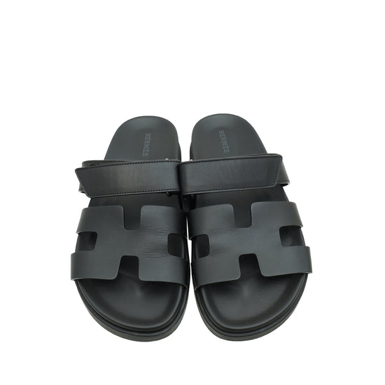 Hermes Noir Chypre Sandal 38.5