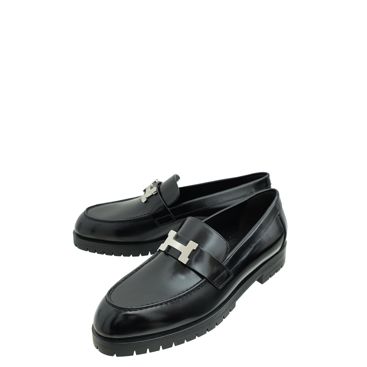 Hermes Noir Faubourg Loafer 38.5-Hermes-THE CLOSET