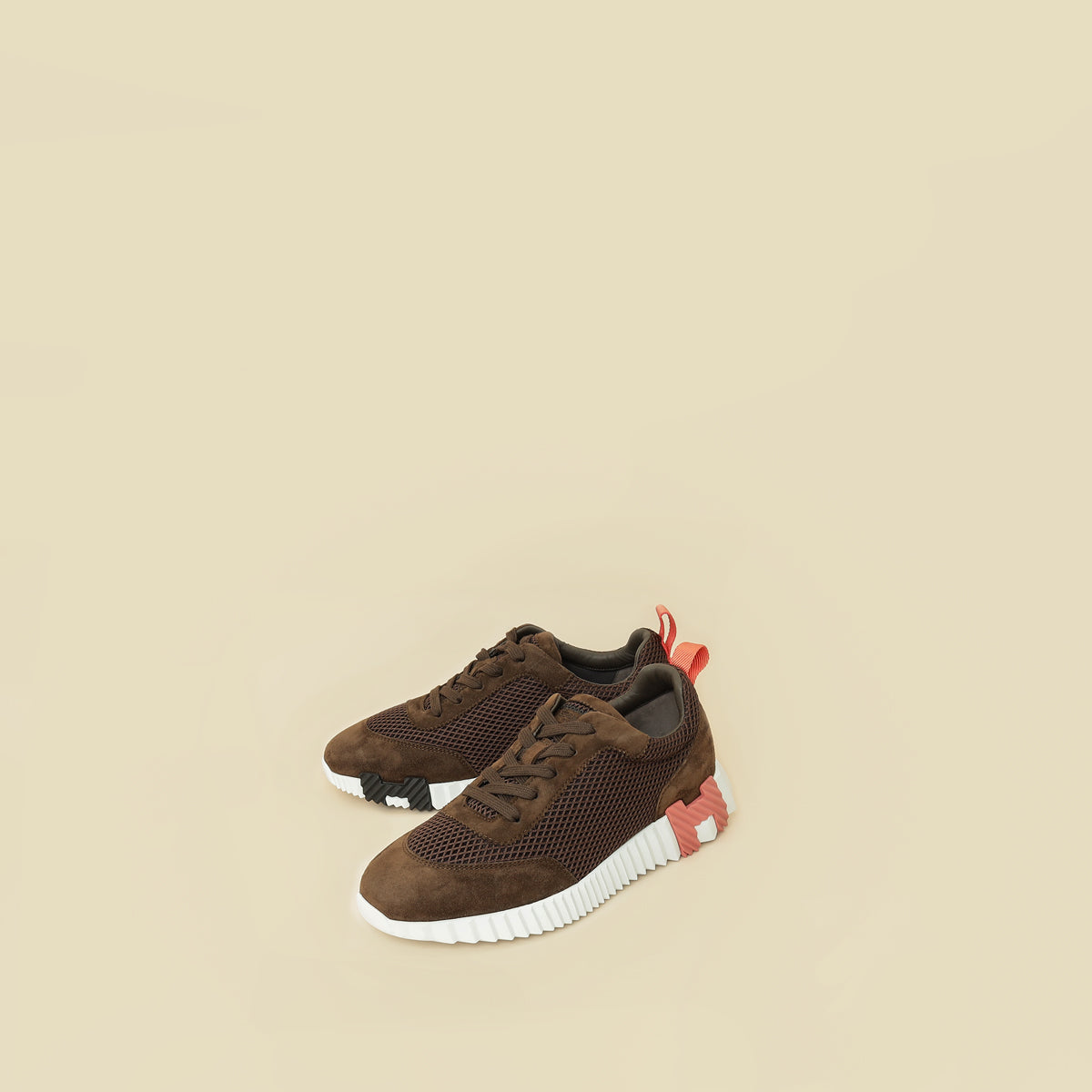 Hermes Dark Brown Suede Mesh Bouncing Sneaker 38.5-Hermes-THE CLOSET
