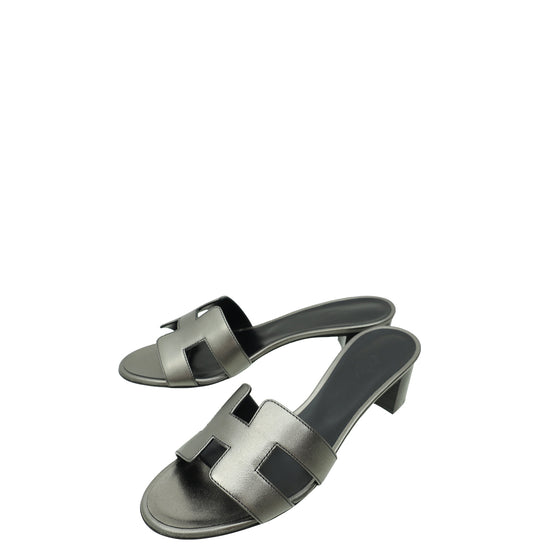 Hermes Gris Argenté Oasis Sandal 38.5