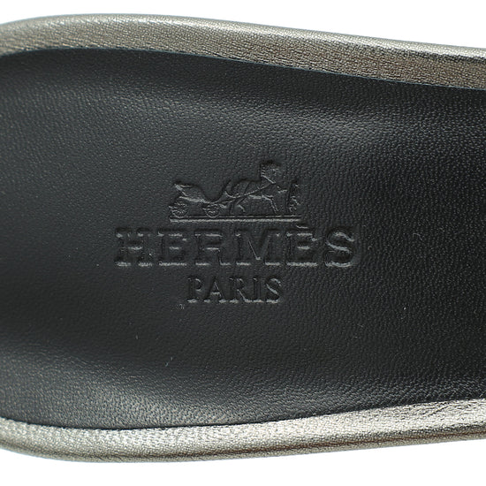 Hermes Gris Argenté Oasis Sandal 38.5