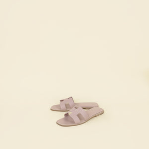 Hermes Rose Porcelaine Oran Sandals 38.5