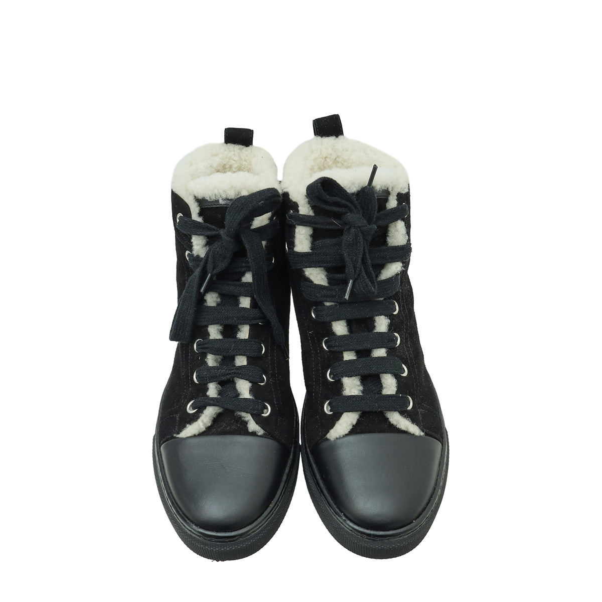 Hermes Black Shearling High Top Climb Sneakers 38