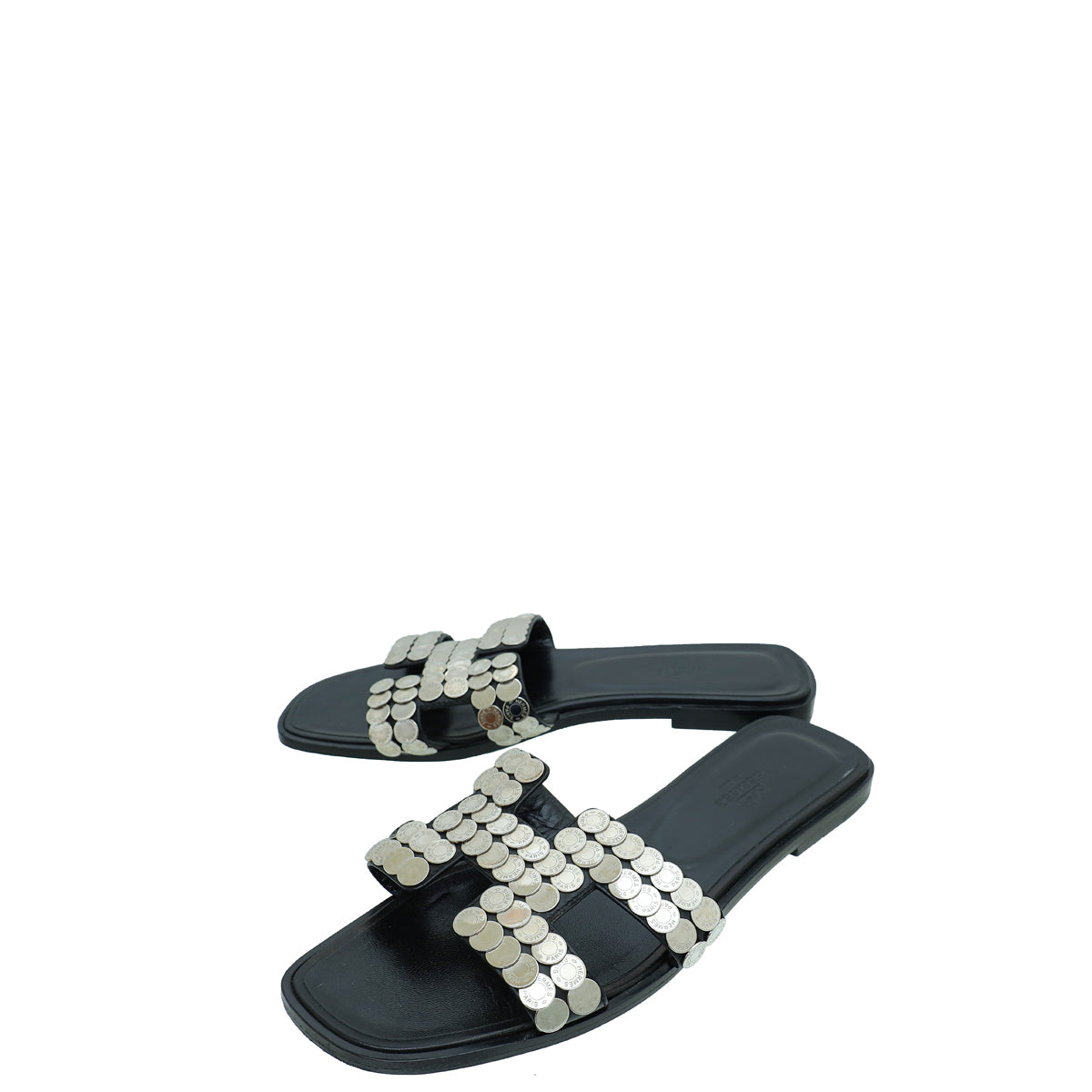 Hermes Noir Clou De Selle Oran Sandals 38-Hermes-THE CLOSET