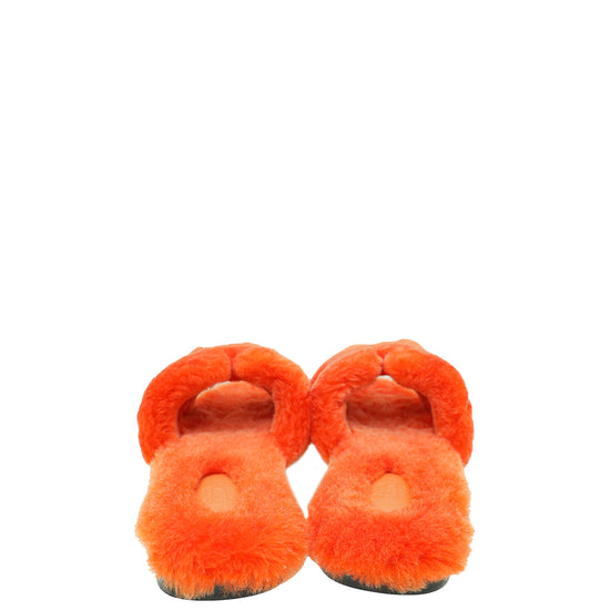 Hermes Orange Wool Oran Sandal 38