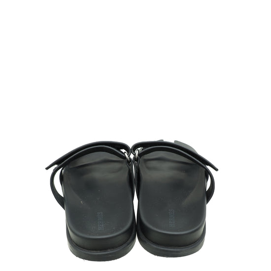 Hermes Noir Chypre Sandal 38