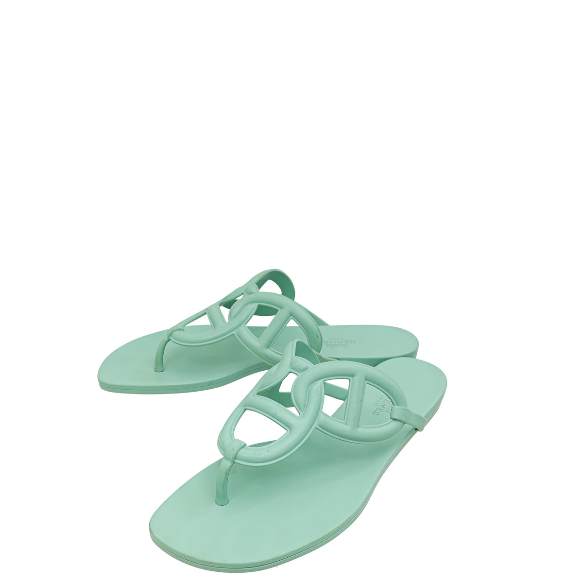 Hermes Vert Embrun Rubber Egerie Sandal 38-Hermes-THE CLOSET