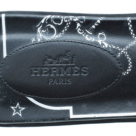 Hermes Black Velvet Printed Oran Sandal 38