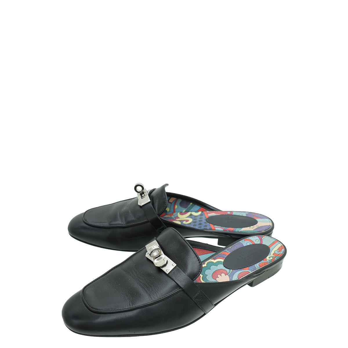 Hermes Noir OZ Mules 38-Hermes-THE CLOSET