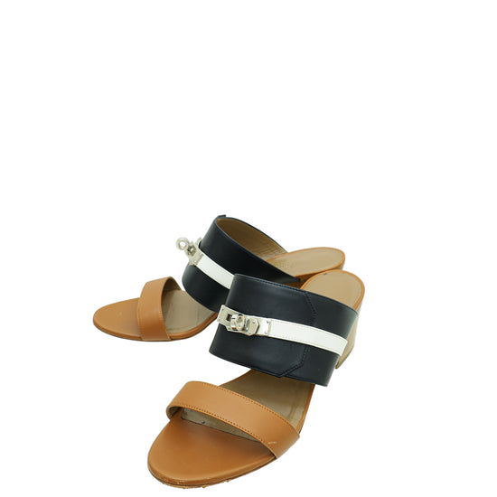 Hermes Tricolor Ovation Mules 38