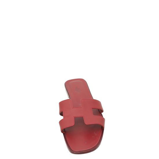 Hermes Rouge H Oran Sandal 38