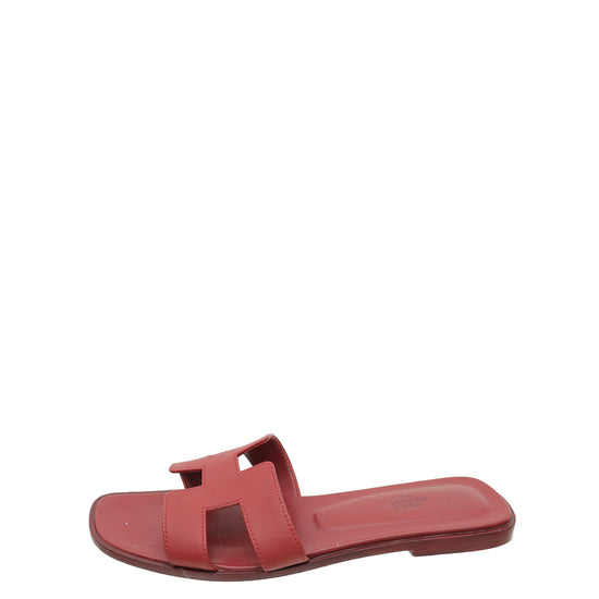 Hermes Rouge H Oran Sandal 38