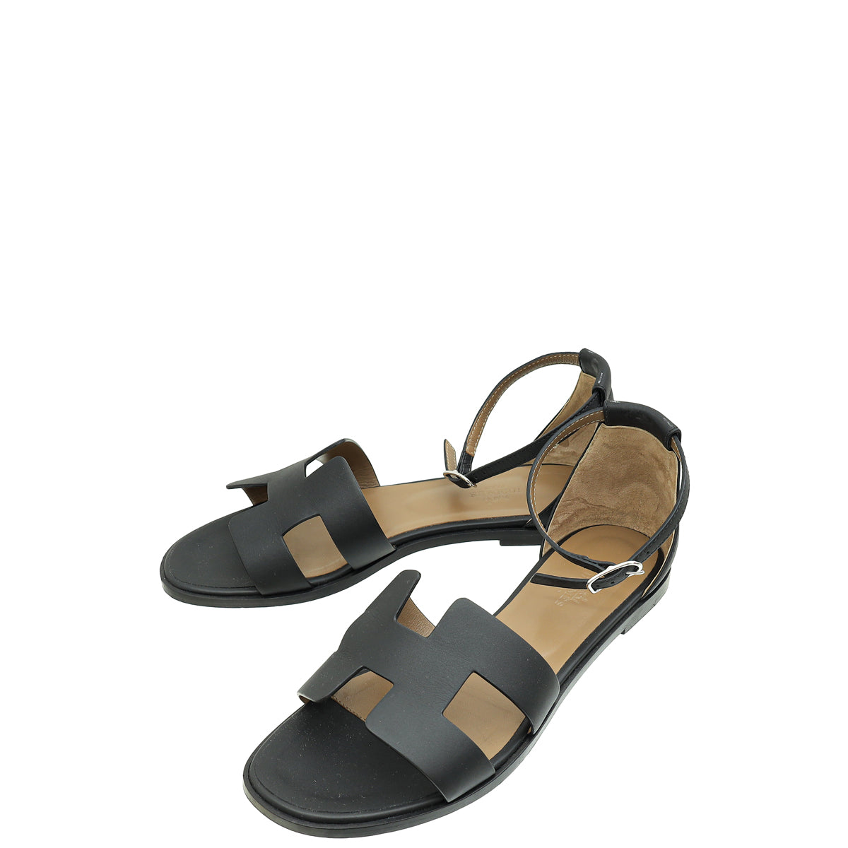 Hermes Noir Santorini Sandals 38-Hermes-THE CLOSET