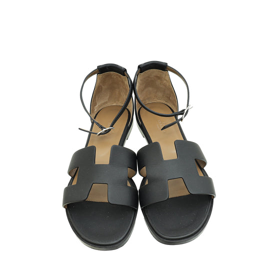 Load image into Gallery viewer, Hermes Noir Santorini Sandals 38
