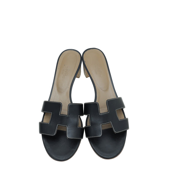 Hermes Noir Oasis Sandals 39.5