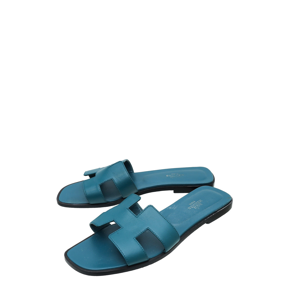 Hermes Bleu Vif Oran Sandals 39.5-Hermes-THE CLOSET
