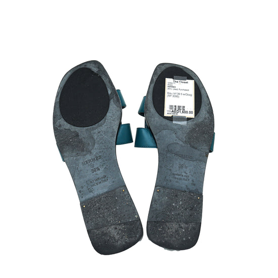 Hermes Bleu Vif Oran Sandals 39.5
