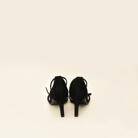 Hermes Noir Premiere 70 Crystal Details Suede Goatskin Sandal 39.5-Hermes-THE CLOSET