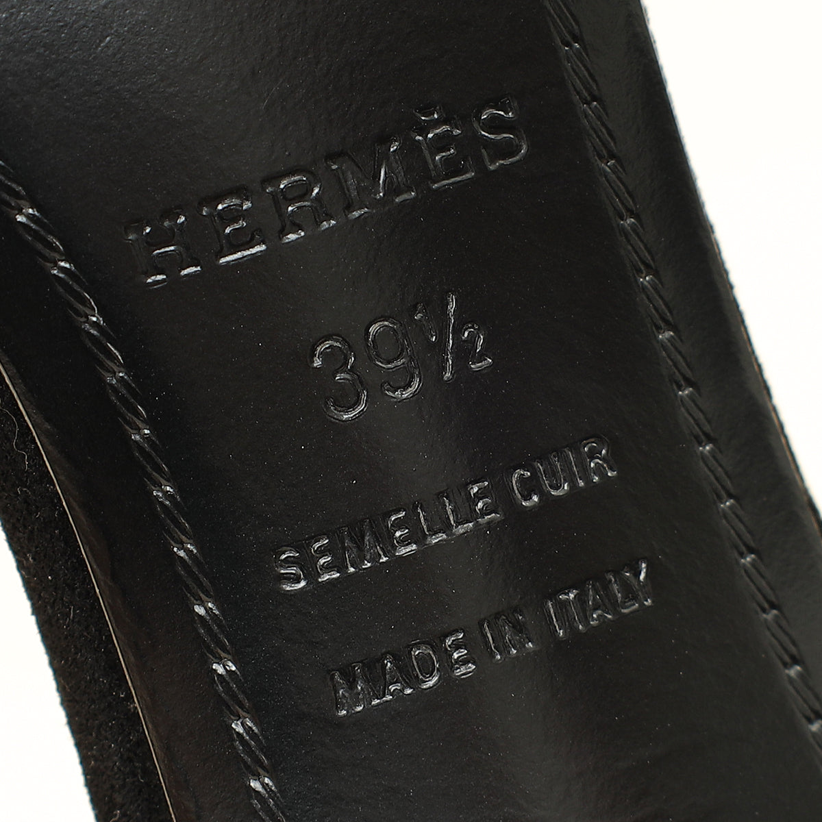 Hermes Noir Premiere 70 Crystal Details Suede Goatskin Sandal 39.5-Hermes-THE CLOSET