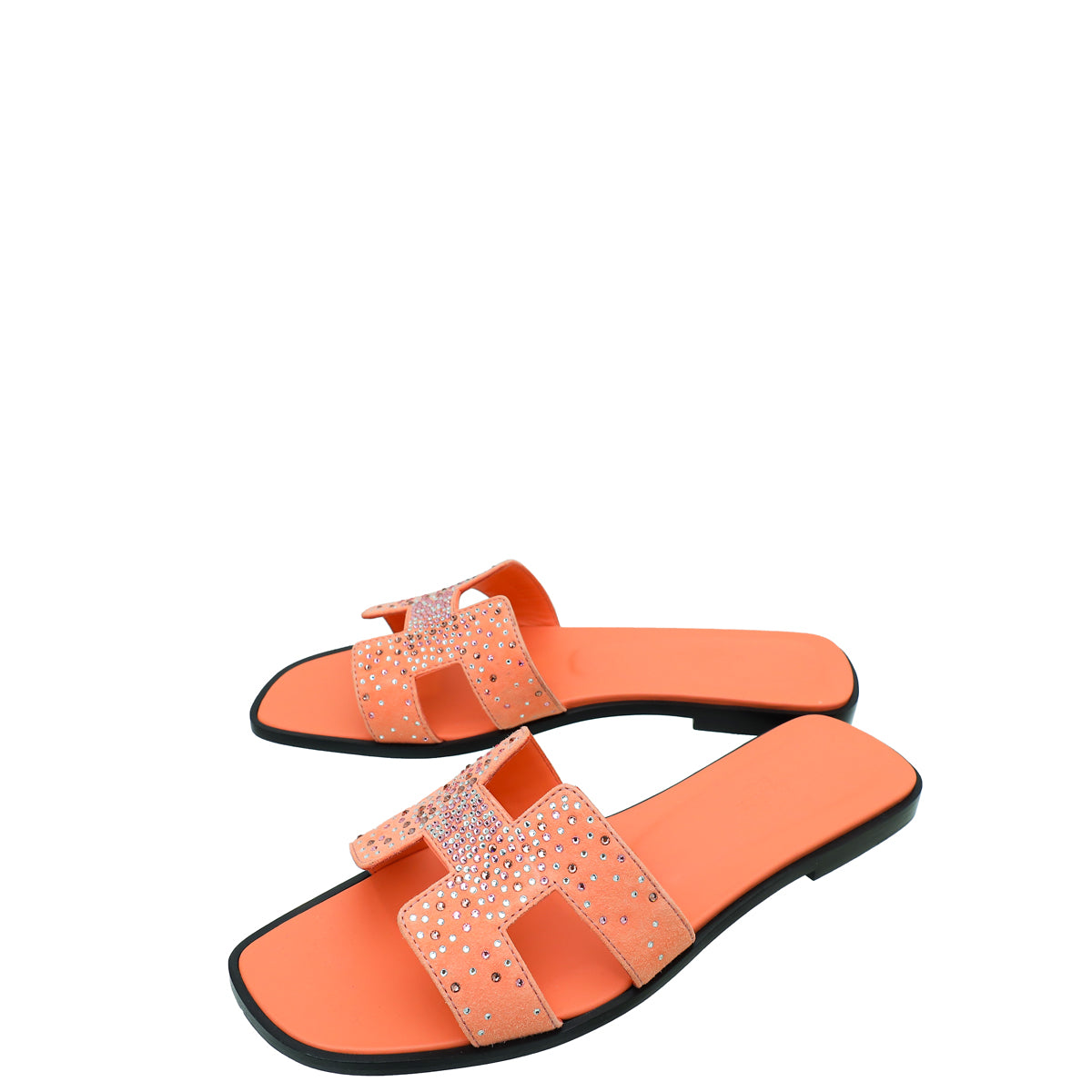 Hermes Orange Joey Goatskin Crystal Oran Sandal 39.5