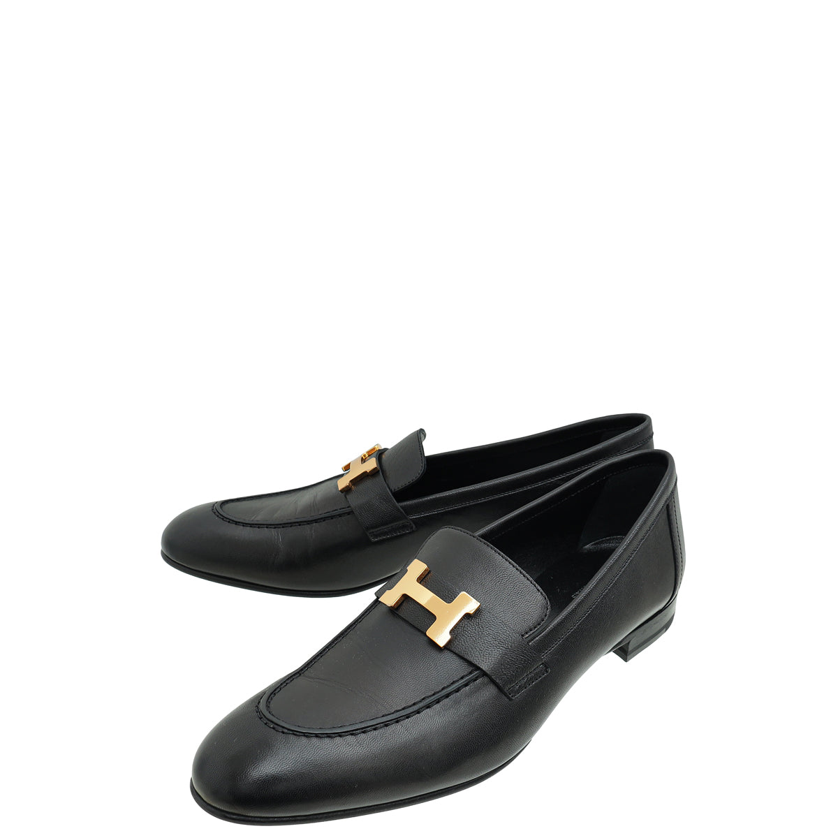 Hermes Noir Paris Goatskin Loafer 39.5-Hermes-THE CLOSET