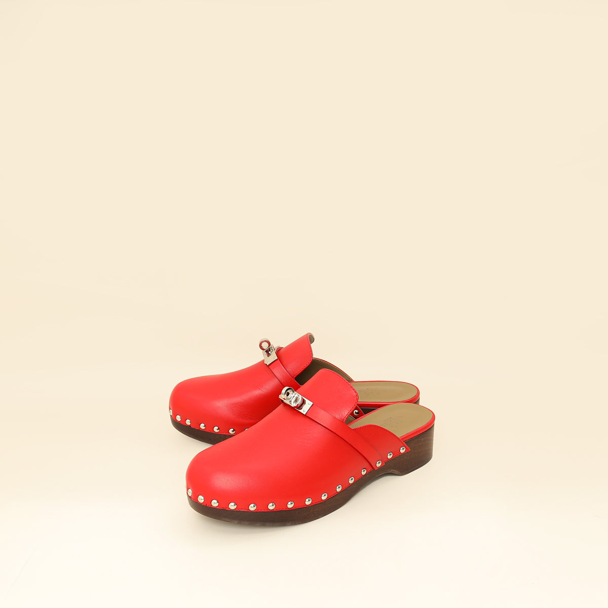 Hermes Red Carlotta Mule 39-Hermes-THE CLOSET