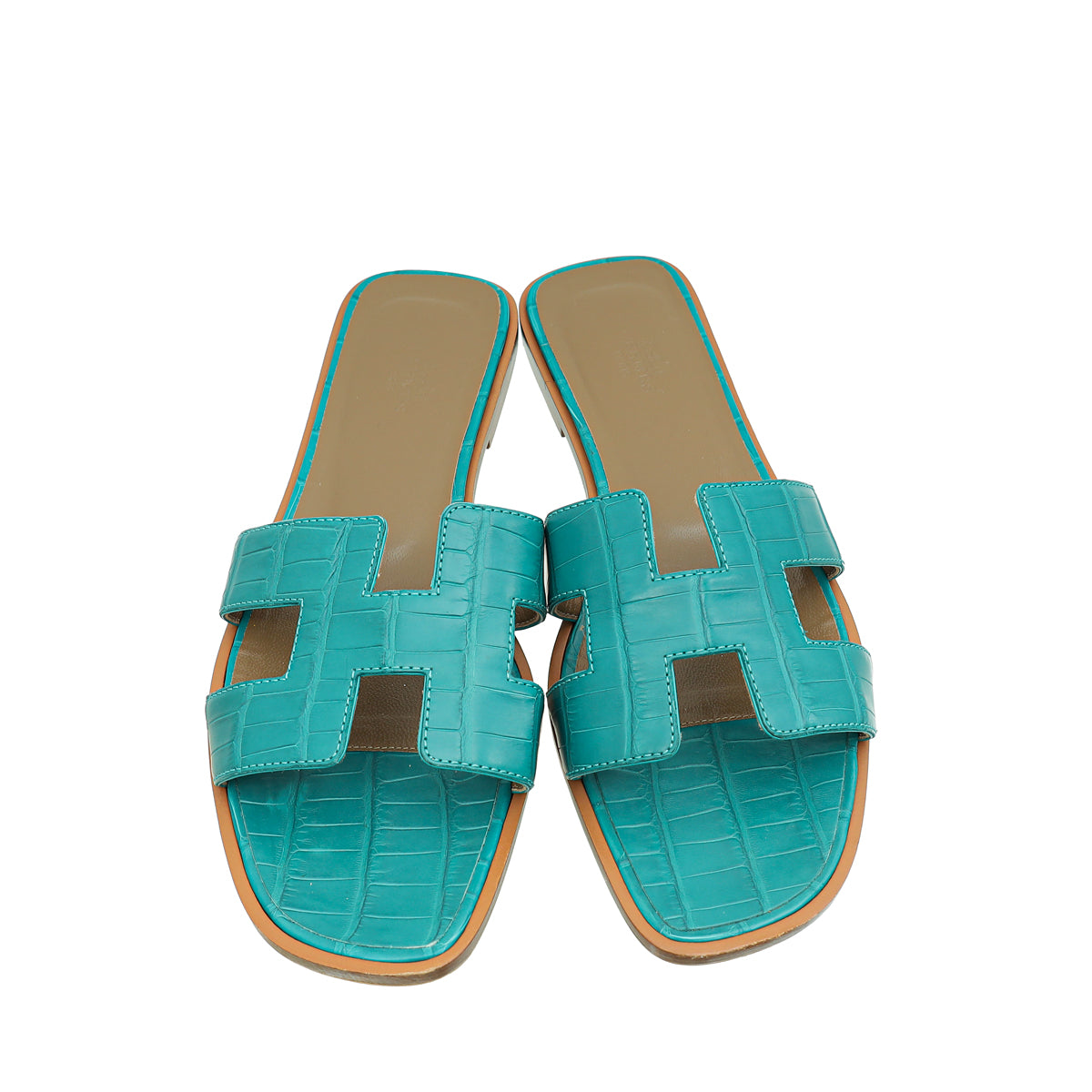 Hermes Vert Jade Alligator Oran Sandals 39