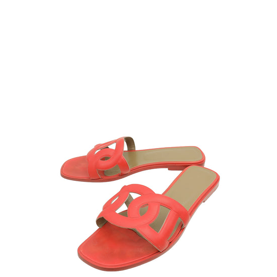 Hermes Orange Capuccine Omaha Sandals 39