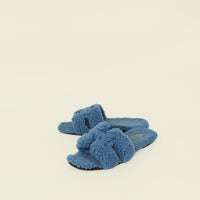 Hermes Bleu Shearling Woolskin Oran Sandals 39