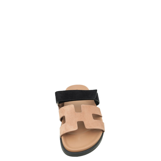 Hermes Bicolor Goatskin Suede Chypre Sandal 39