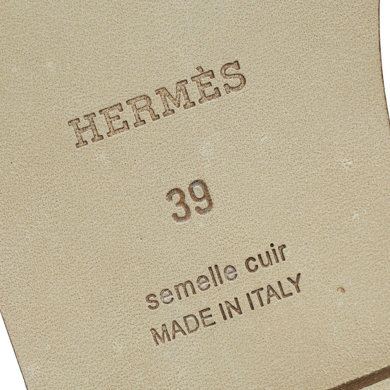 Hermes Gold Oran Pique Sandals 39