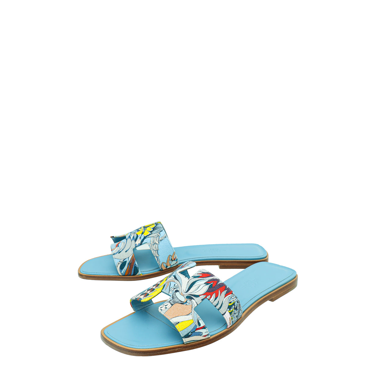 Hermes Bleu Dorse Fantaisie Botanique Oran Sandal 39-Hermes-THE CLOSET